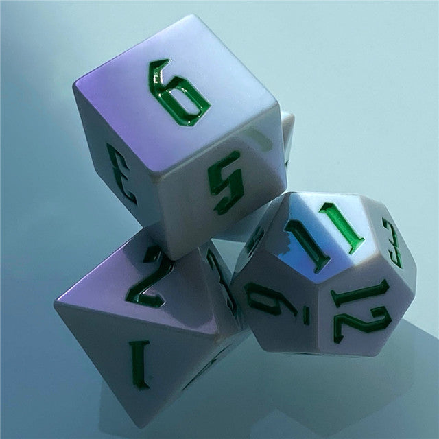 Spearmint White Colorful DND Dice (White&Green) 7-Dice