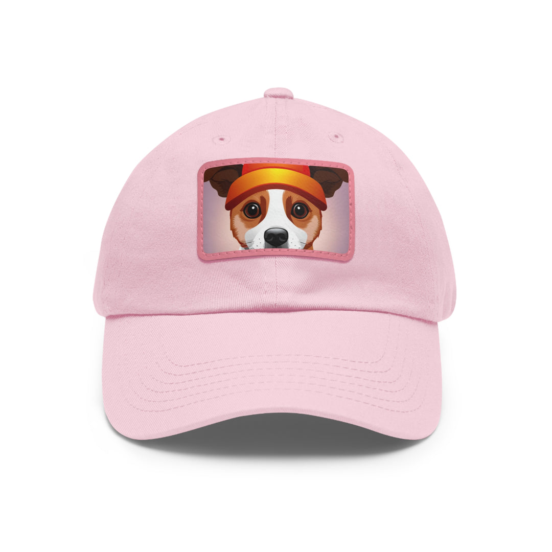 Peeking Dog Dad Hat with Leather Patch (Rectangle)