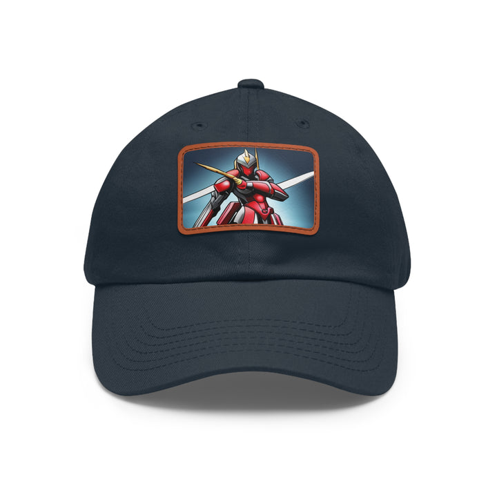 Robot Warrior Dad Hat with Leather Patch (Rectangle)