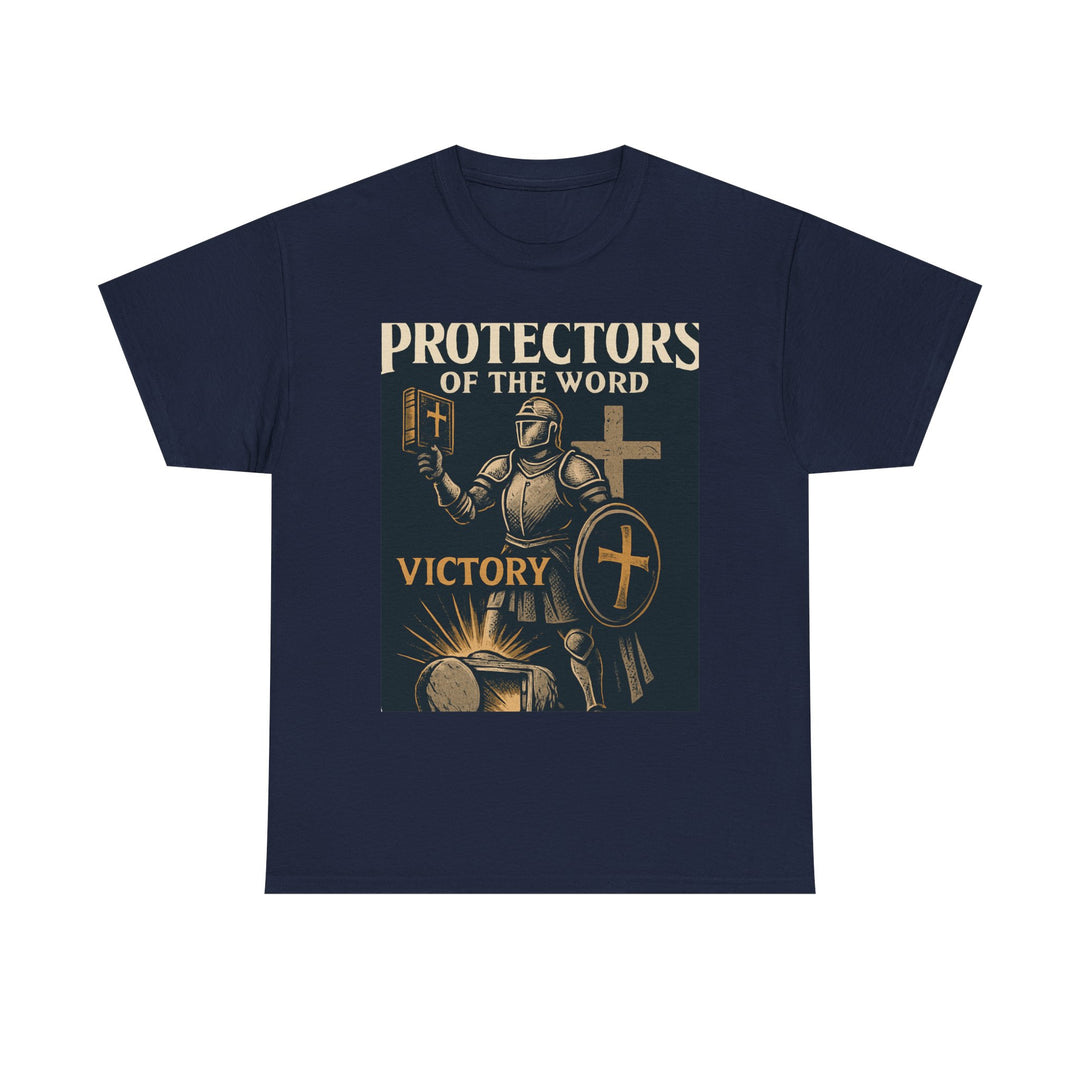 Protectors of the Word Christian T-Shirt No Sleeve Design — 'Victory' Knight Design with John 14:6 Scripture
