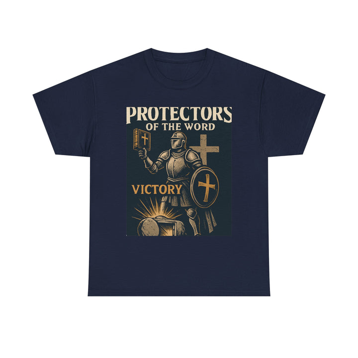 Protectors of the Word Christian T-Shirt No Sleeve Design — 'Victory' Knight Design with John 14:6 Scripture