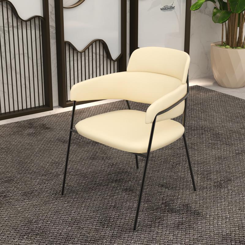 LeisureMod Axis Collection Modern Dining Chair in Beige with Background.