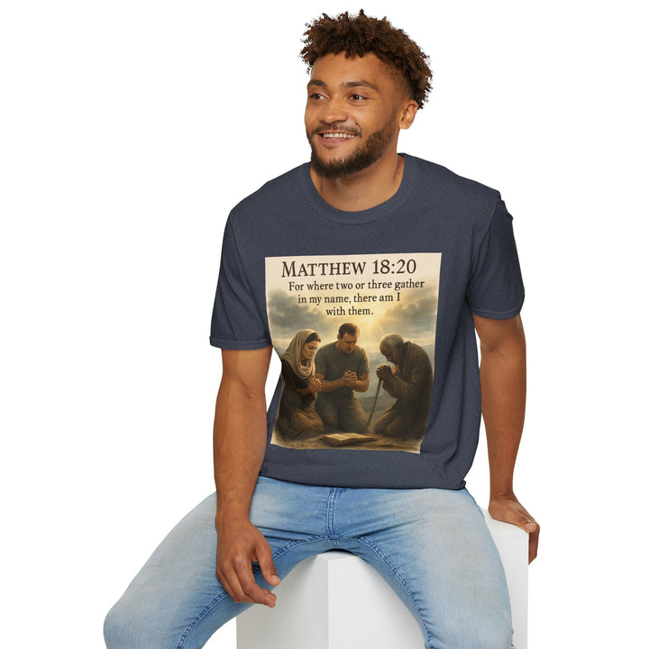 Christian Scripture T-Shirt — Matthew 18:20 and Isaiah 41:10 Faith Tee