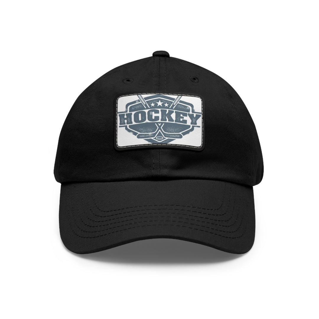 Hockey Dad Hat with Leather Patch (Rectangle)