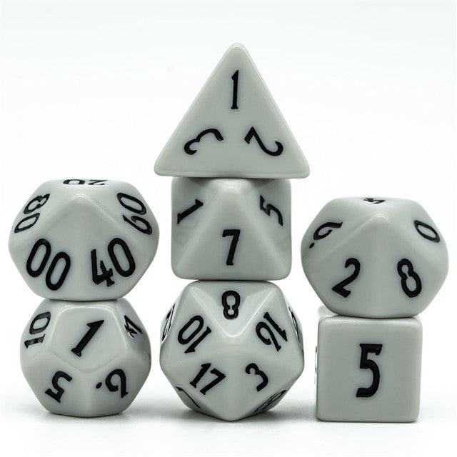 Dark Grey Homage 7-Dice Set w/Black Numbers Minimalist