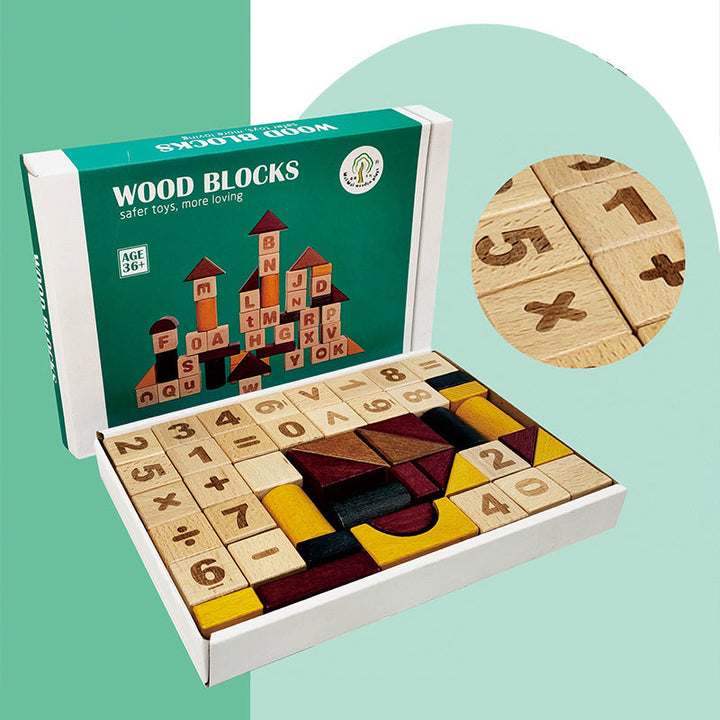 Wooden Building Blocks Set – Educational Beech Wood Construction Toys