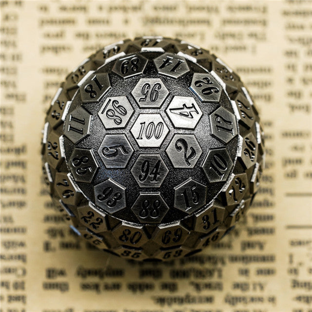 Silver Plated Ancient Metal d100 Dungeons and Dragons RPG