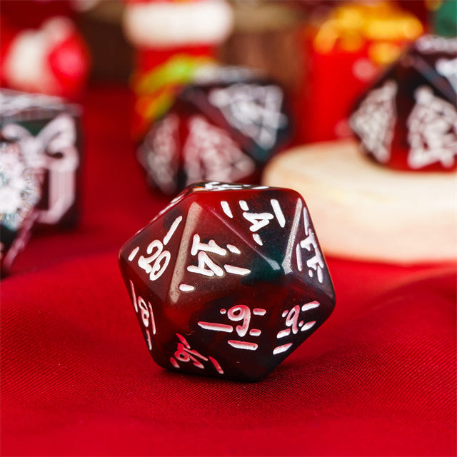 Green/Red Christmas Dice w/White Presents Trees Snowman Holiday Festive