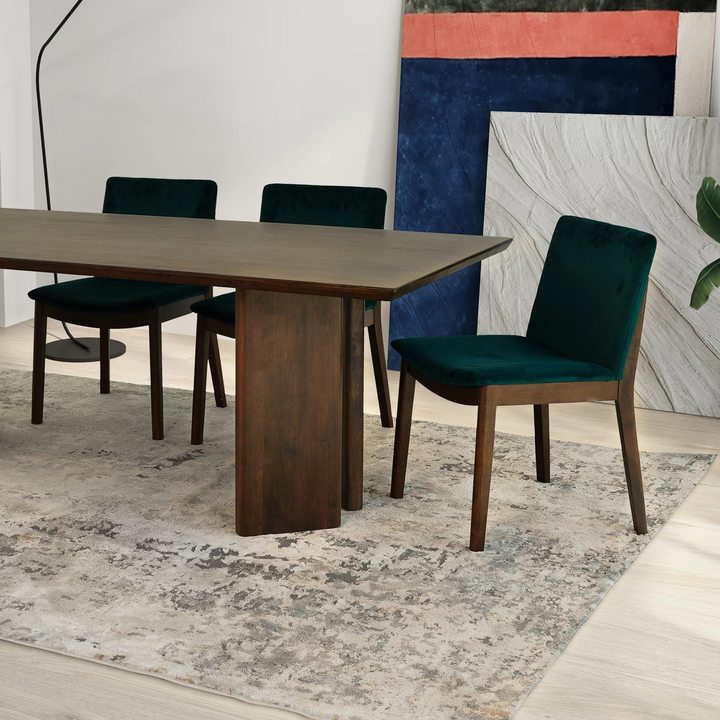 Alden Walnut Dining Table Closeup.
