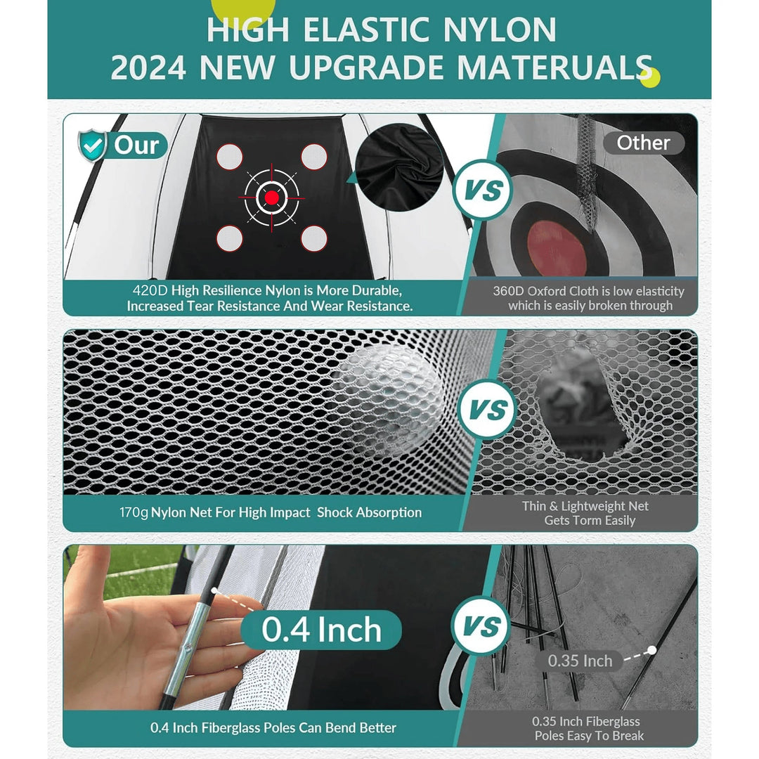 10x7FT Golf Practice Net with Mat and Target – Backyard Driving and Chipping Aid