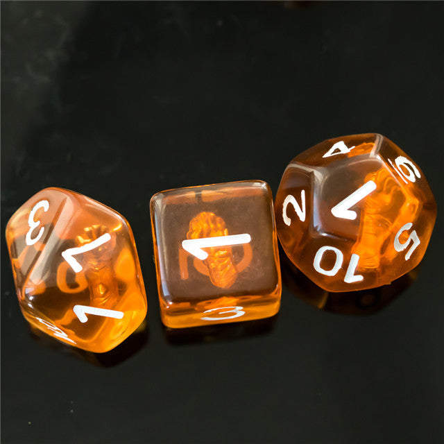 Monk (Fist) Clear Golden Dice w/ Golden Fist 7-Dice Set Rpg
