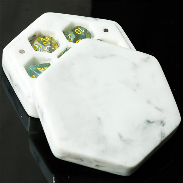 Resin Hexagon Box for Dnd Dice Case (White & Black）