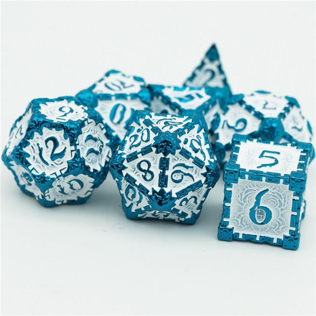 Blue and White Metal Dice（Dagger of Venom）7-Dice Udixi RPG