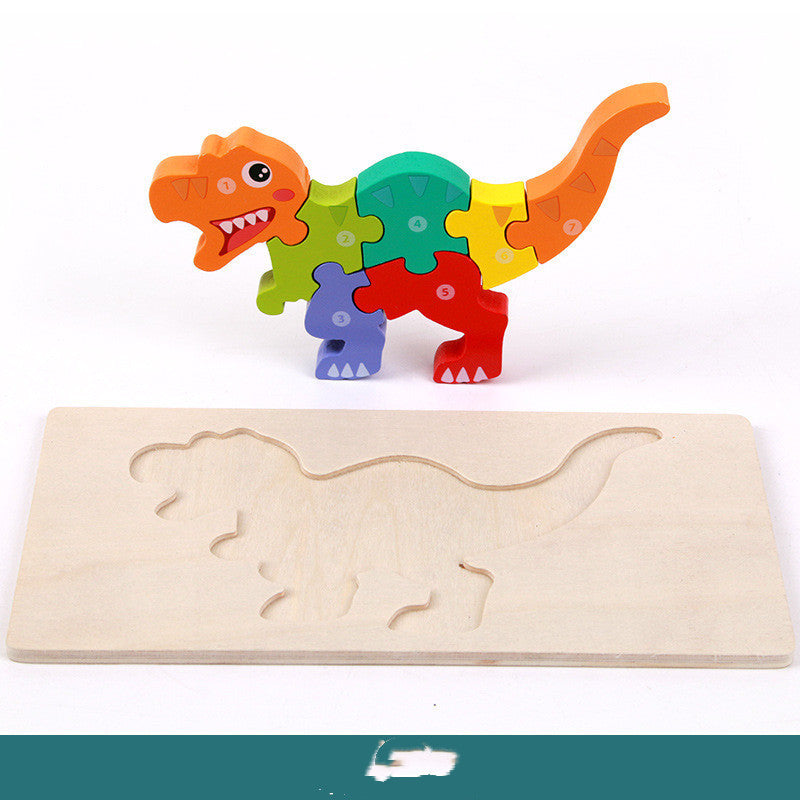 Colorful dinosaur-shaped puzzle on a white background.