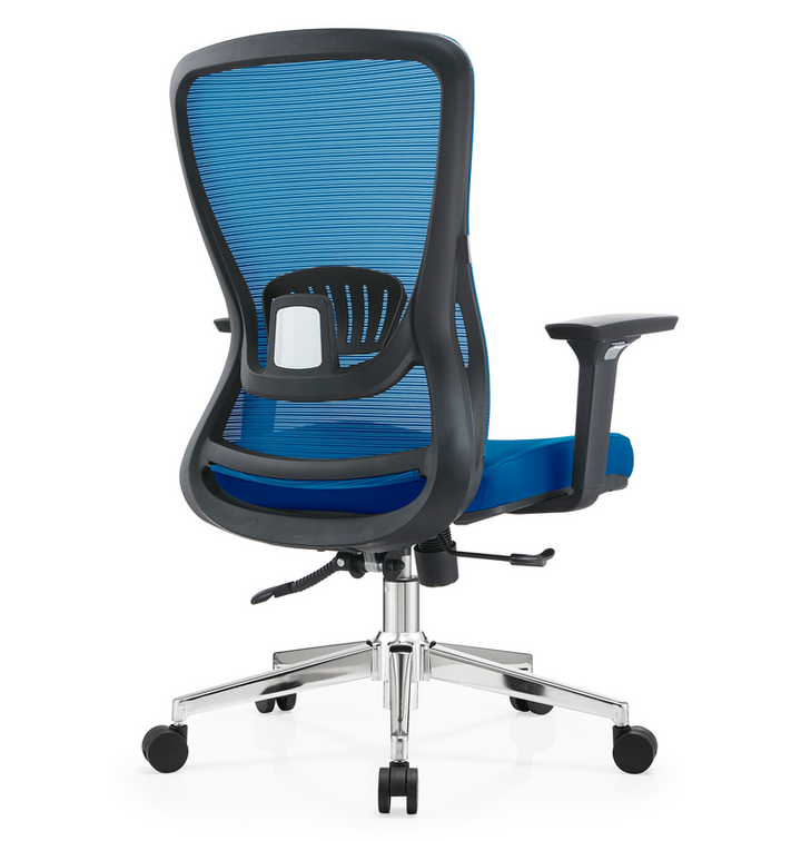 LeisureMod Office Adorit Series Office Task Chair in Blue Back View.