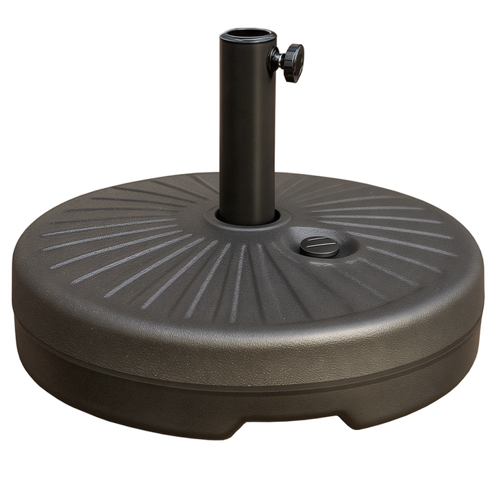 LeisureMod Bovilar Modern Outdoor Patio 20" Round Fillable Free Standing Umbrella Base Black