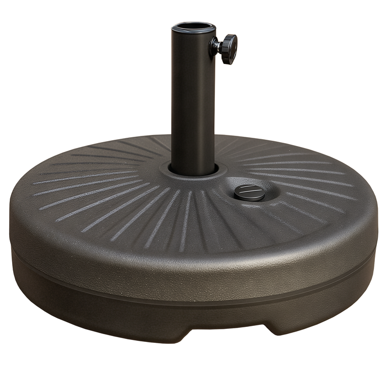 LeisureMod Bovilar Modern Outdoor Patio 20" Round Fillable Free Standing Umbrella Base Black