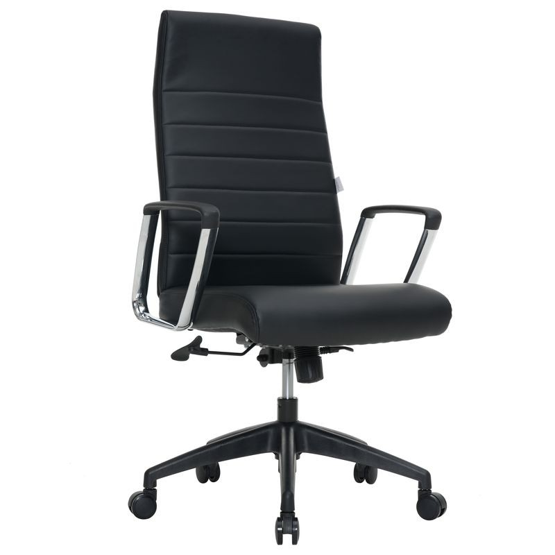 LeisureMod Hilton Modern High-Back Leather Office Chair Black