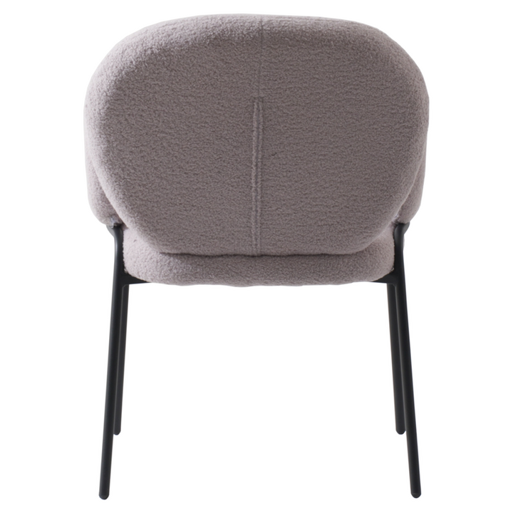 Leisuremod Celestial Series Boucle Dining Armchair with Black Frame and Grey Fabric Back Photo.
