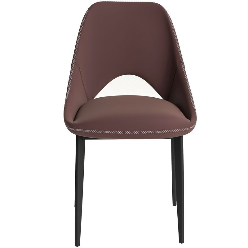 LeisureMod Amalfi Collection Fabric Modern Dining Chair in Plum Purple Front View.