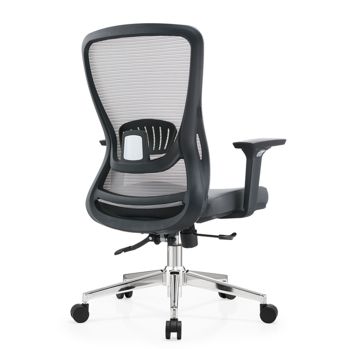 LeisureMod Office Adorit Series Office Task Chair in Grey Back View.