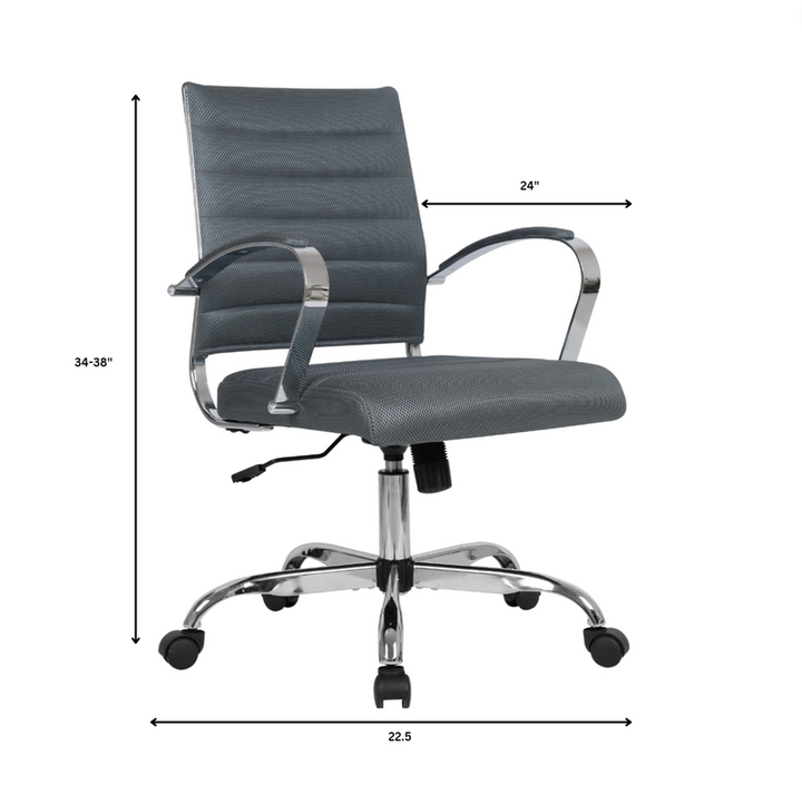 LeisureMod Benmar Home Mesh Office Chair in Grey Dimensions.