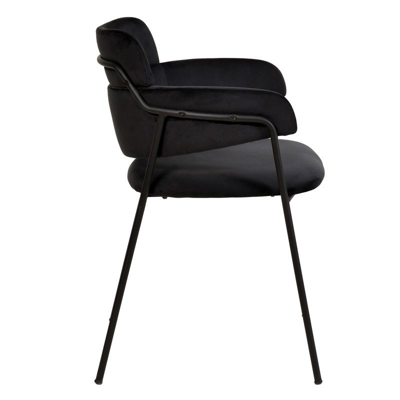LeisureMod Axis Collection Modern Dining Chair in Black Side View.