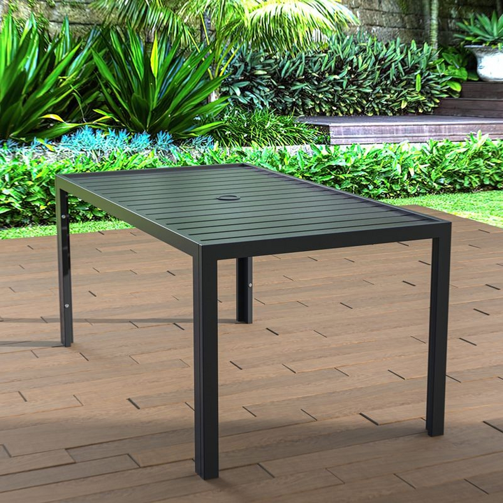 Leisuremod Chelsea Aluminum Outdoor 63" Dining Table in Black