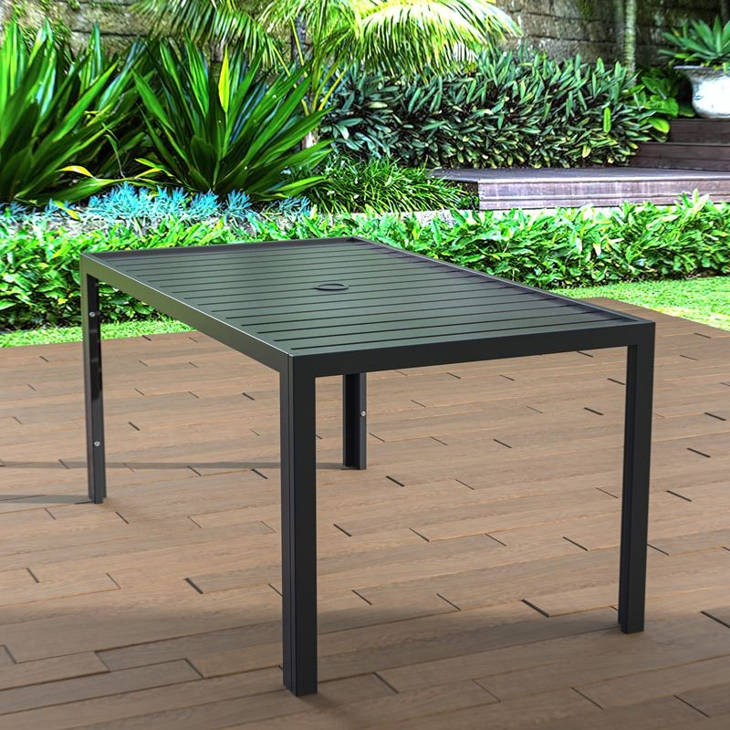 Leisuremod Chelsea Aluminum Outdoor 63" Dining Table in Black
