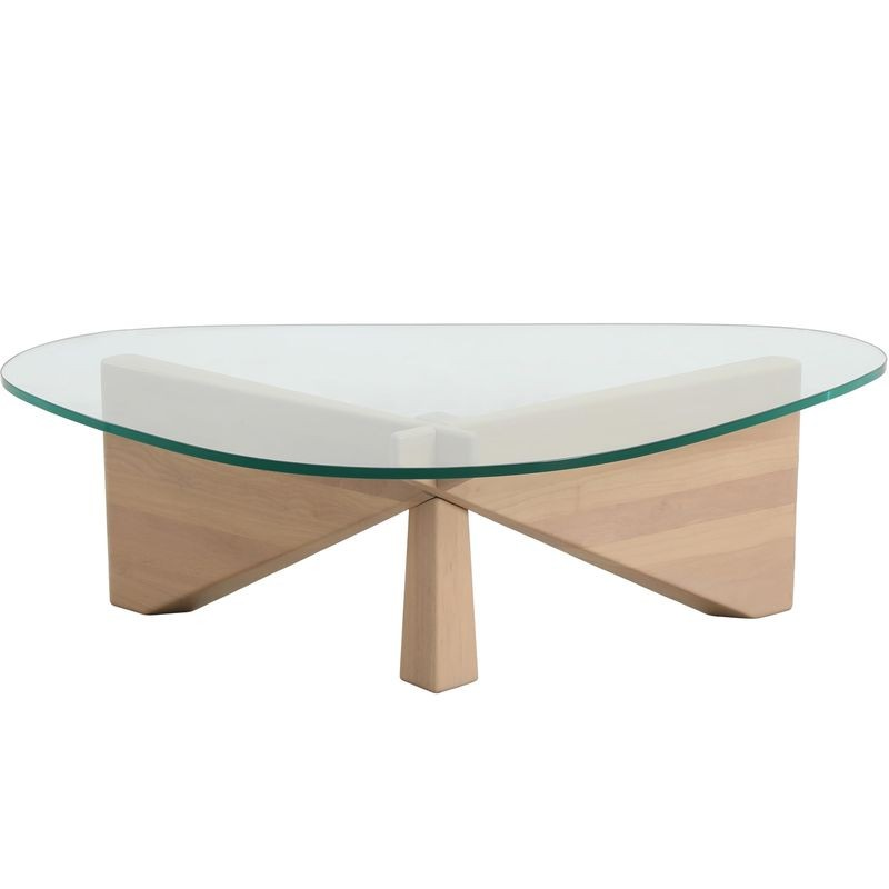 LeisureMod Imperial Triangle Coffee Table Natural Wood