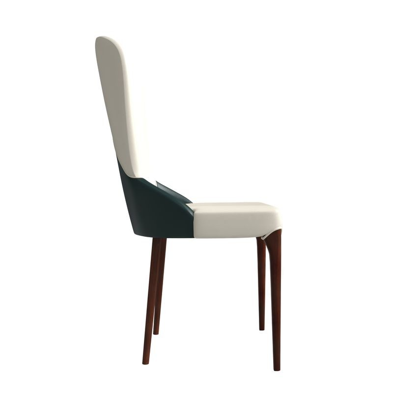 LeisureMod Havana Collection Modern Wooden Dining Chair in Green Side View.