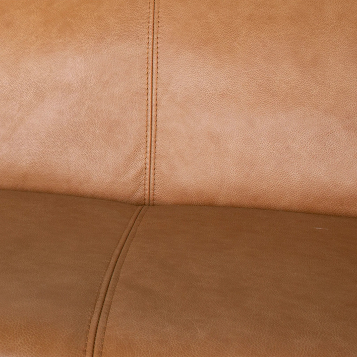 Phoenix Cognac Leather Sofa Closeup.