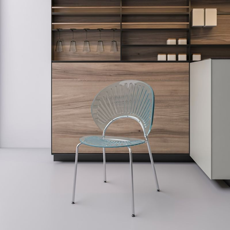 LeisureMod Opulent Series Modern Smoke Dining Chair with Background