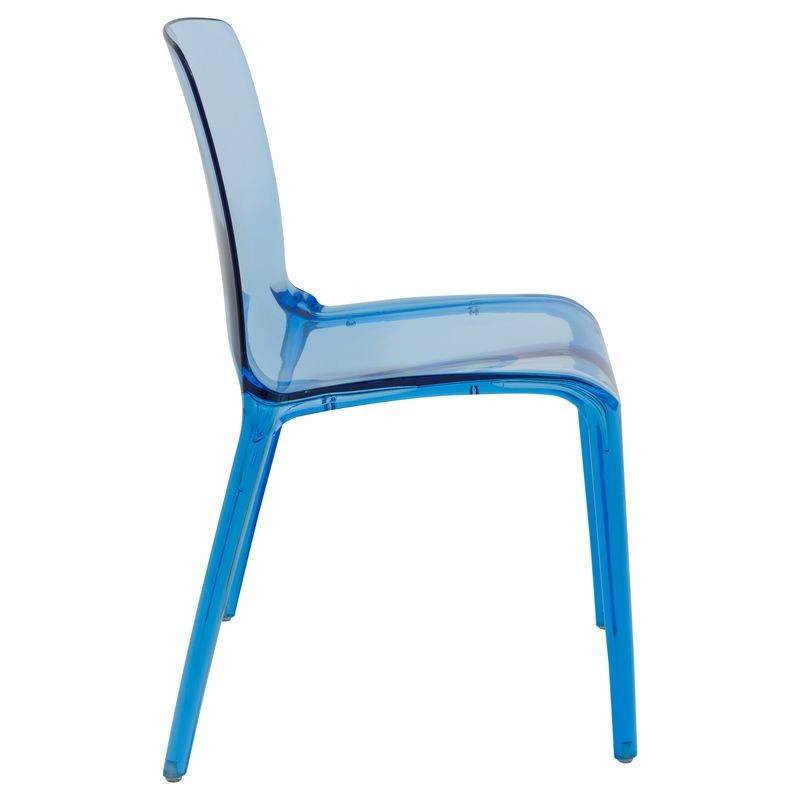 LeisureMod Murray Modern Dining Chair Transparent Blue Side View.