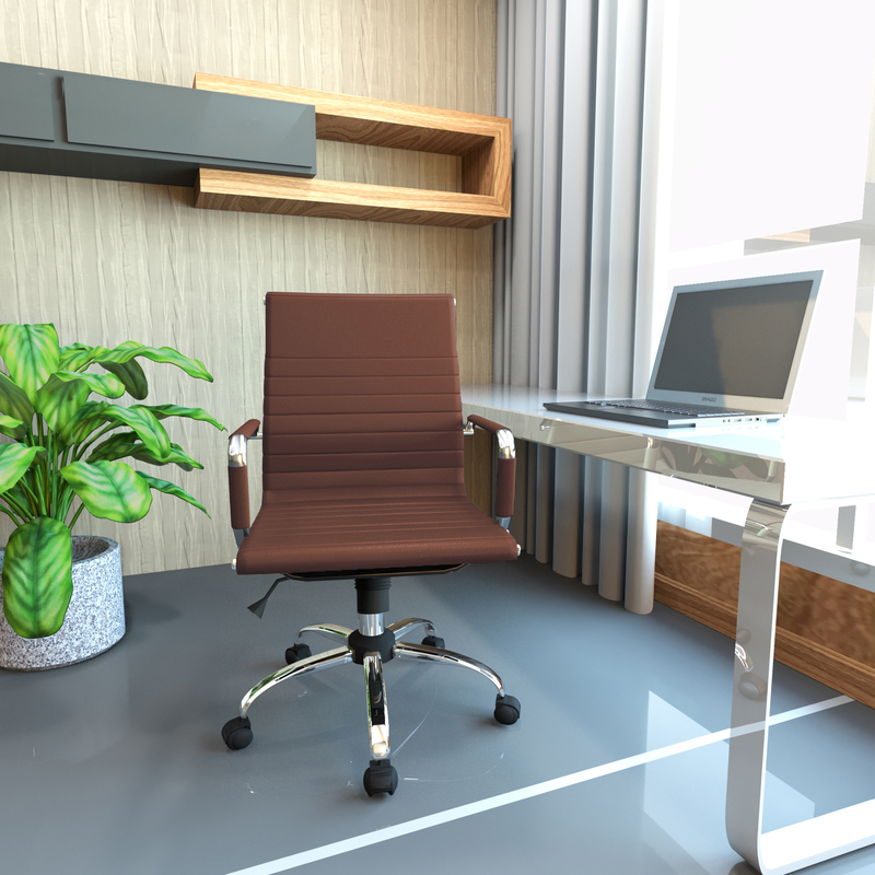 LeisureMod Harris Modern Adjustable Office Executive Swivel Chair Task Office Chair Dark Brown at Desk.