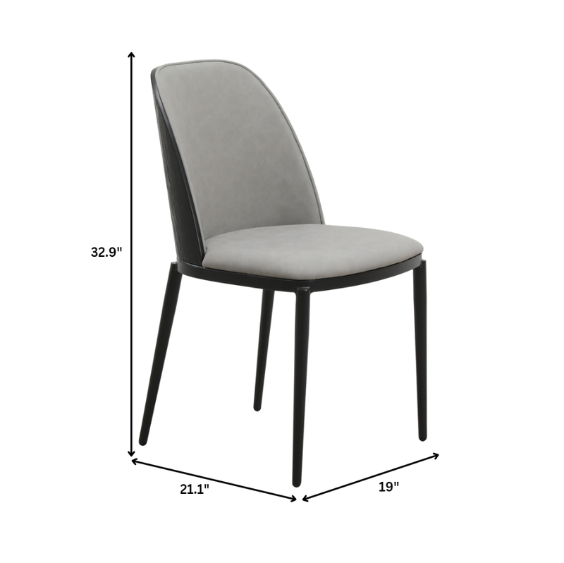 Leisuremod Tule Collection Dining Chair, Black Frame with Light Grey Leather Black/Light Grey Dimensions.