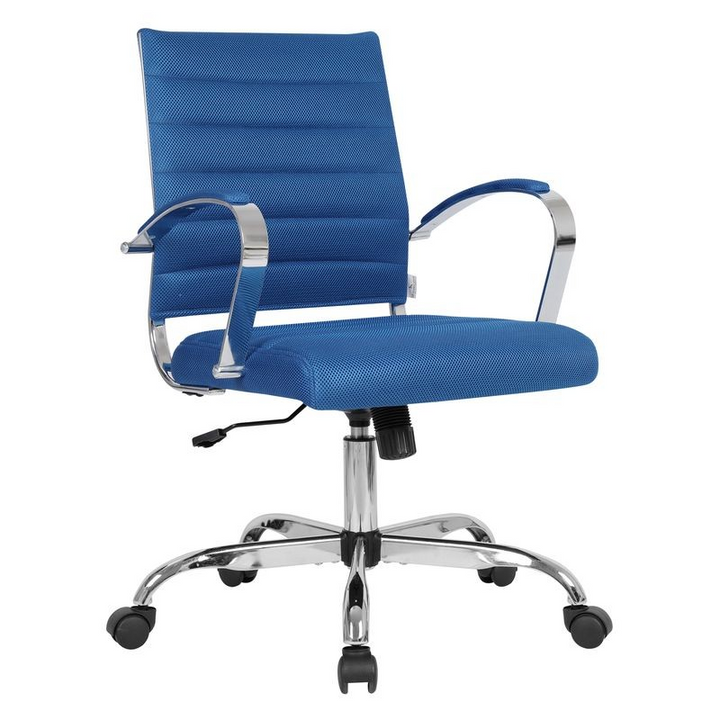 LeisureMod Benmar Home Mesh Office Chair in Navy Blue