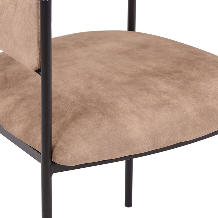 LeisureMod Cyril Collection Modern Chair in Light Brown Velvet Closeup.