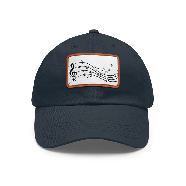 Music Clef Dad Hat with Leather Patch (Rectangle)