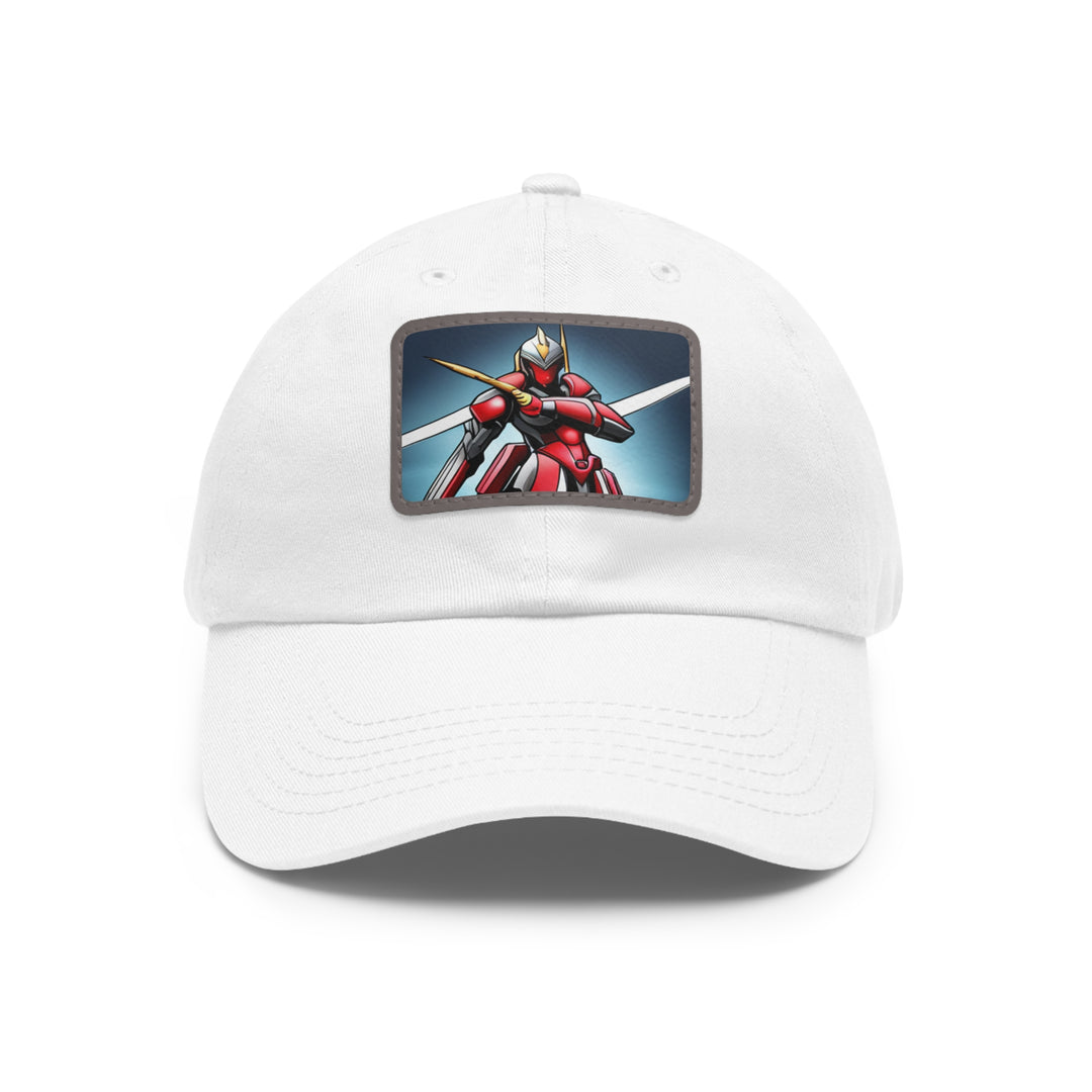 Robot Warrior Dad Hat with Leather Patch (Rectangle)