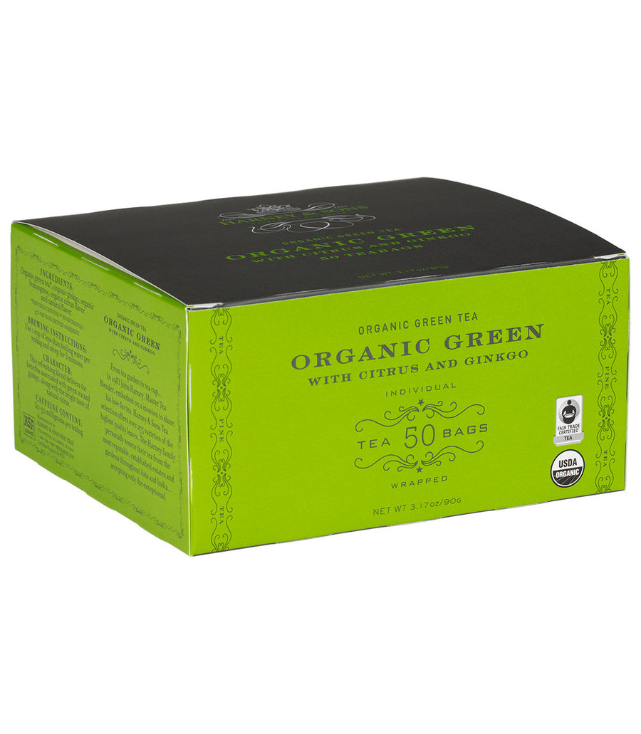 Organic Green with Citrus and Ginkgo, Box of 50 Wrapped Teabags