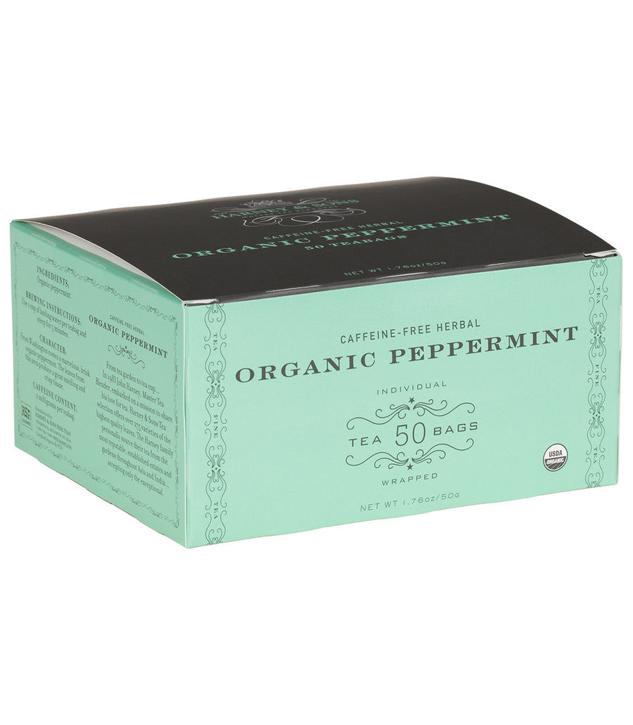 Organic Peppermint Herbal Tea Box of 50 Wrapped Teabags