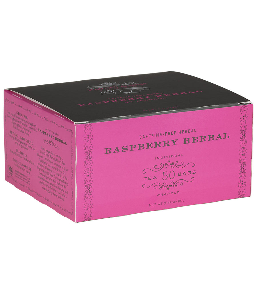 Raspberry Herbal Tea, Box of 50 Wrapped Teabags