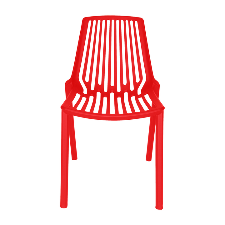 LeisureMod Acken Plastic Stackable Dining Chair Red Front View