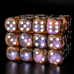 Grey & Orange 16mm Glitter Pipped Dice