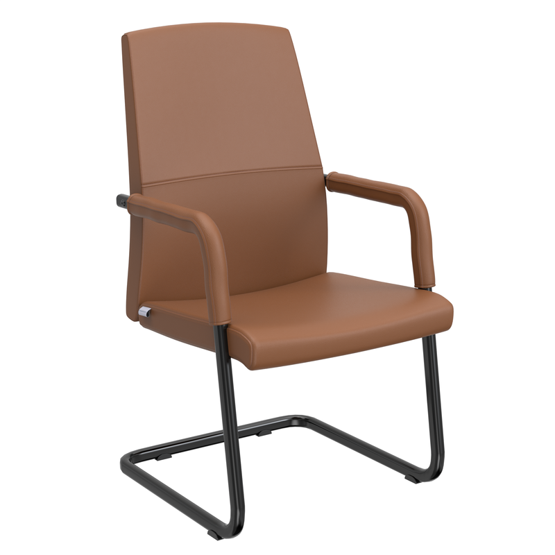 LeisureMod Evander Office Guest Chair in Dark Brown Leather