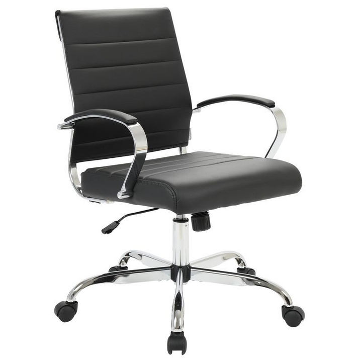 LeisureMod Benmar Leather Office Chair Black