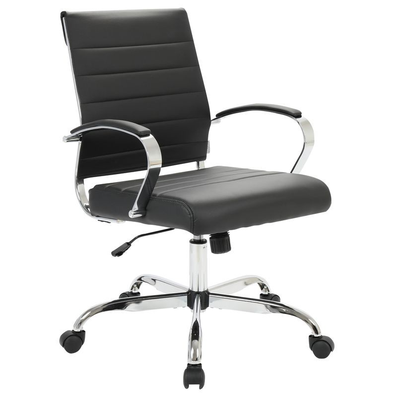 LeisureMod Benmar Leather Office Chair Black