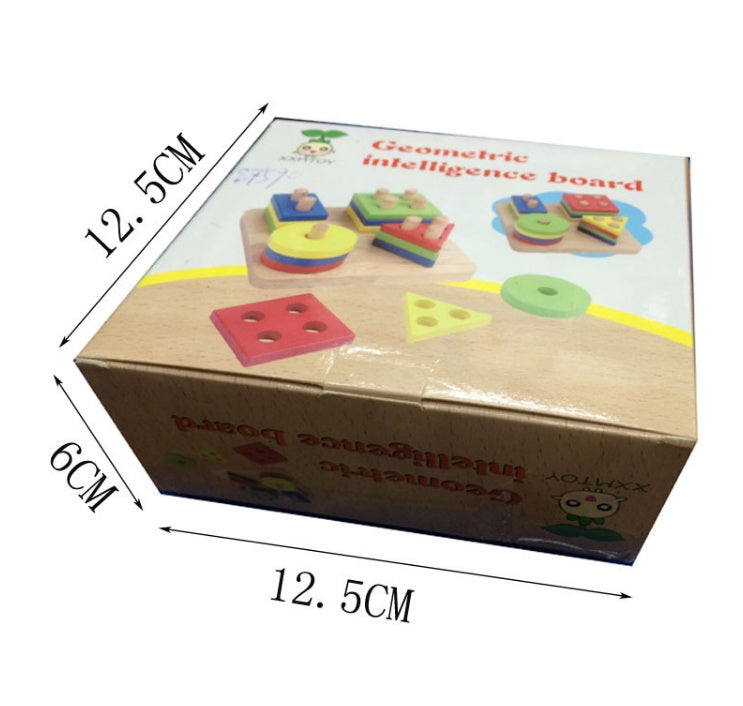 Wooden Geometric Shapes Puzzle – Educational Toy for Kids