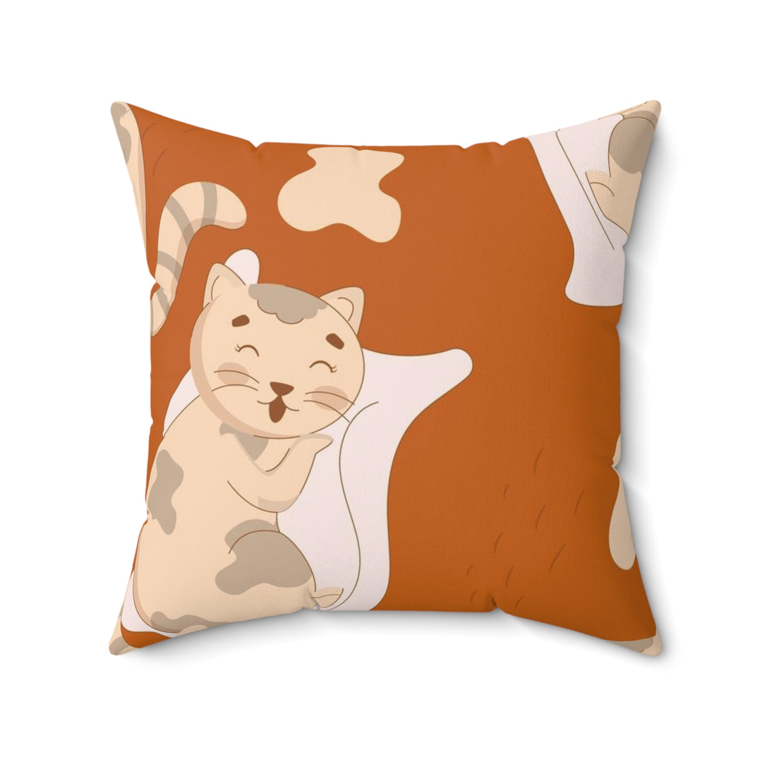 Sleeping Cat Spun Polyester Square Pillow